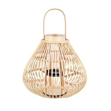 Imagem de Castiçal Lanterna Decorativa em Fibra Natural Grillo 50x40cm