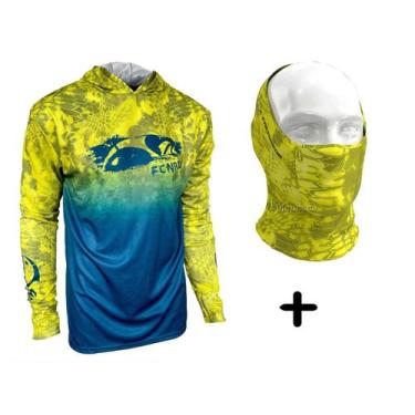 Imagem de Kit Camiseta de Pesca Faca na Rede Next Series Limão + Bandana BN23