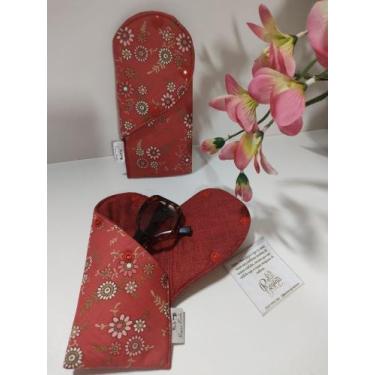 Imagem de Porta oculos de algodao - ATELIE REGINA BIOCHE, Vermelho com flores