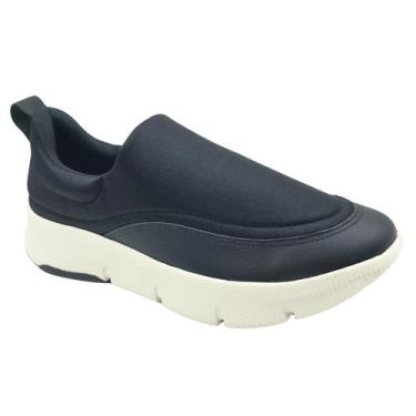 Imagem de Tênis Usaflex Casual Tecido Elástico Preto 0702, Preto, 38