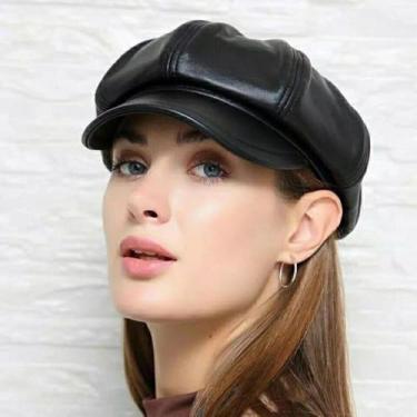 Imagem de Boina Chapéu Preto Feminino de material sintético Modelo Oito Gomos - 