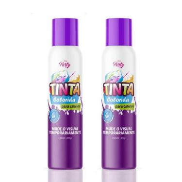 Imagem de Kit 2 Tinta Spray Lavável Cabelo Maluco Festa Violeta Neon - My Party
