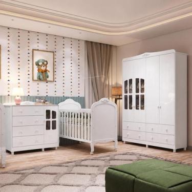 Imagem de Quarto de Bebê Berço Guarda Roupa e Cômoda com Janela Maya Clássico Es