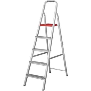 Imagem de Escada Alumínio 5 Degraus Antiderrapante Reisam Até 150kg