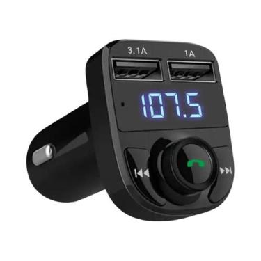Imagem de Carregador De Carro Bluetooth Sem Fio Transmissor FM Chamadas Mãos-Liv