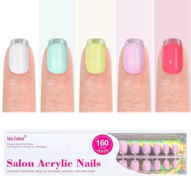 Imagem de Press on Nails Jofay Fashion 160 unidades Cat Eye Glitter, 5 estilos