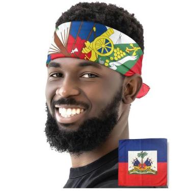 Imagem de Bandana Costume Adventure Bandeira do Haiti 56x56 cm Poliéster