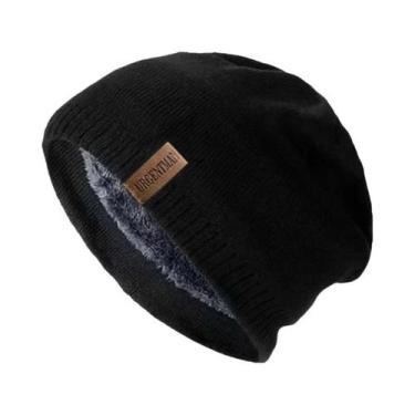 Imagem de Gorro De Inverno Unissex Em Tricô, Cor Sólida, Forrado Com Pelúcia Que