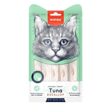 Imagem de Petisco Wanpy Cremoso para Gatos Sabor Atum e Vieira 14g