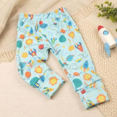 Imagem de Calça Para Bebês Tecido Macelin Estampadinho e Pé Reversível de 0 a 12