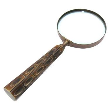 Imagem de Lupa de aumento de metal bronze com o cabo de resina marrom - BTC