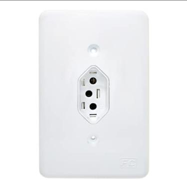 Imagem de Tomada Única 10A 250 V Com Placa Espelho Branco Homelink