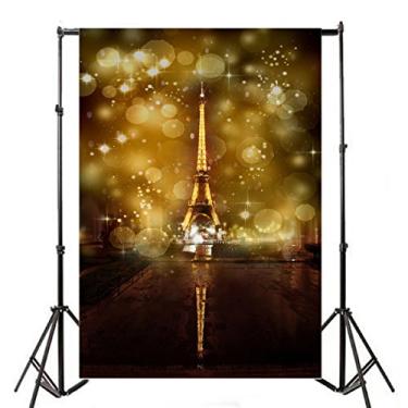Imagem de Yeele 2,4 x 3 m romântico cenário fotográfico da Torre Eiffel em vinil francês Paris abstrato nebuloso lantejoulas bokeh glitter foto fundo festa cabine de fotos estúdio adereços