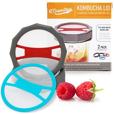 Imagem de Masontops Tampa Kombucha – Suprimentos para jarro de conserva caseiro – Kit de iniciante para fabricação de kombucha orgânico vivo – Pacote com 2
