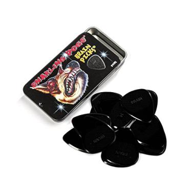 Imagem de Palhetas de guitarra D'Andrea Snarling Dog Brain Nylon pacote com 12 com caixa de lata (preta, 0,88 mm)