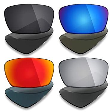 Imagem de Mryok 4 pares de lentes polarizadas de substituição para óculos de sol Oakley Square Whisker - Stealth Black/Fire Red/Ice Blue/Silver Titanium