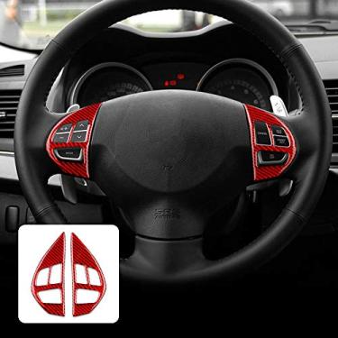 Imagem de AIRSPEED Adesivo de fibra de carbono para volante de carro com acabamento interno para Mitsubishi Lancer 2008-2015 (vermelho)