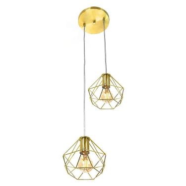 Imagem de Pendente Diamante Aramado Duplo Dourado com Dourado Fabuloso