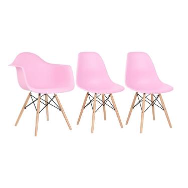 Imagem de Kit 1 cadeiras Eames DAW com braços + 2 cadeiras Eiffel DSW