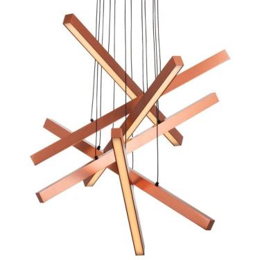 Imagem de Lustre Pendente Newline Fit Led 716 Bivolt Cobre 3000K Luz Amarela