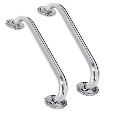 Imagem de Alça Apoio Barra Inox Kit 2 Uni 50cm Acessibilidade Cadeirante Idoso Deficiente Banheiro