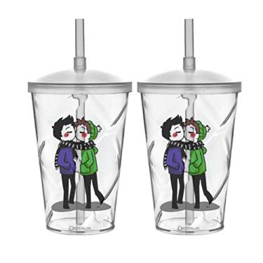 Imagem de KIT COPOS COM TAMPA E CANUDO 700 ML TWISTER NAMORADOS LGBT