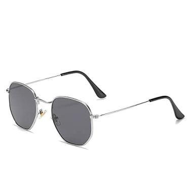 Imagem de Vintage Fashion Metal Sunglasses Women Men Sun Glasses Mirror Trendy Square Glasses Sun Unisex Gafas De Sol Uv400,Gray,china