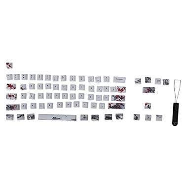 Imagem de Conjunto de chaveiros personalizado, kit de chaveiros interessante DIY incluindo 71 teclas, 5 lados, chaveiros mecânicos de interruptor de sublimação de tinta (padrão flor de ameixa Wangjiang)