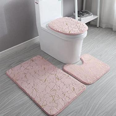 Imagem de Tapetes de banheiro para casa, sala de estar, conjunto de banheiro, tapetes antiderrapantes com impressão dourada, tapete de quarto, tapete de banho, tapetes de banho, 3p1006 rosa