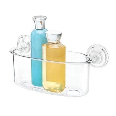 Imagem de Organizador de cesta de armazenamento de parede com sucção de plástico sem BPA iDesign para banheiro, chuveiro, banheira e espelhos - transparente