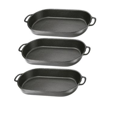 Imagem de Kit 3 Assadeiras Beira Alta Ferro Fundido 46cm,24cm e 7cm
