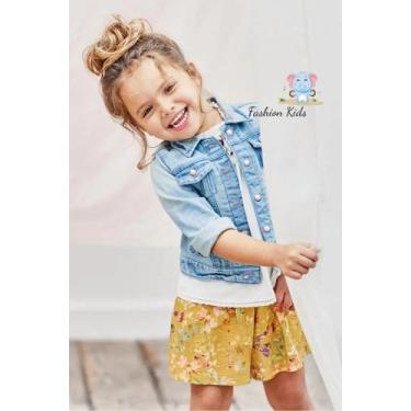 Imagem de Roupa Infantil Jaqueta Casaco Blusa Jeans Bebê Menina - Fashion Kids B