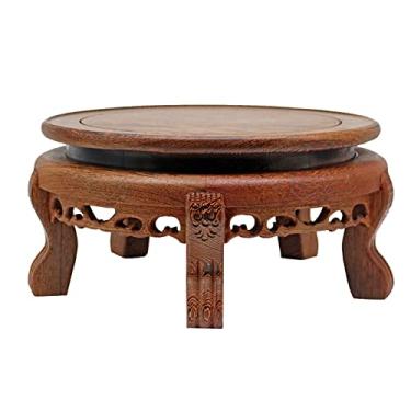 Imagem de Expositores de Bonsai Base de madeira vaso bule pedestal madeira maciça vasos redondos para exposição de plantas base de bonsai para escritório em casa decoração de jardim Base de ornamento