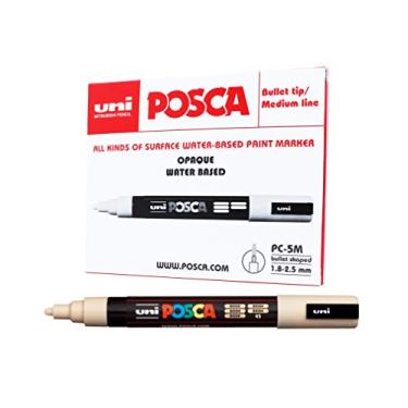 Imagem de POSCA, UNI, Caneta Marcador PC-5M, Ponta Média, traço de 2,5mm a 6,8mm, Beige, Caixa com 6 Unidades