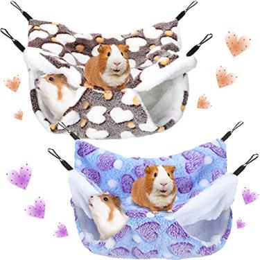 Imagem de 2 peças pequeno porquinho da índia rede de rato porquinho da índia hamster furão rede suspensa brinquedos cama para animais pequenos chinchila papagaio planador de açúcar furão esquilo brincando