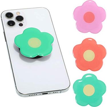 Imagem de 3 peças de suporte de telefone dobrável flor suporte de telefone autoadesivo sublimação para smartphones e tablets