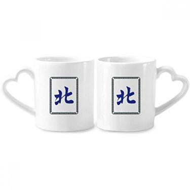 Imagem de Wind South Mahjong Tiles Pattern Couple Porcelain Mug Set Ceramic Lover Cup Heart Handle