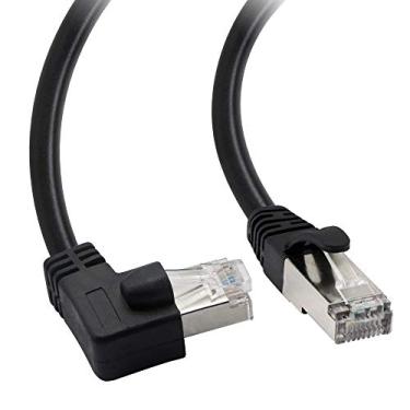 Imagem de Cabo Ethernet Cat5, RJ45 macho para macho 90 graus rede de Internet cabo de patch para PC, roteador, modem, impressora, Xbox, PS4-1,5 pés (ângulo esquerdo)