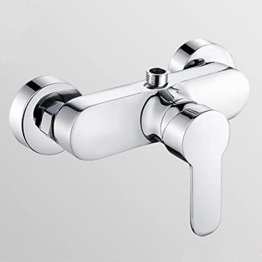 Imagem de torneiras de chuveiro e cabeça de chuveiro montada na parede torneira da pia do banheiro válvula de mistura de água quente fria para chuveiro Torneira de chuveiro de alavanca única G1/2 polegada torneira do banheiro latão montado na parede, Cromo A (Cor: Cromado C)