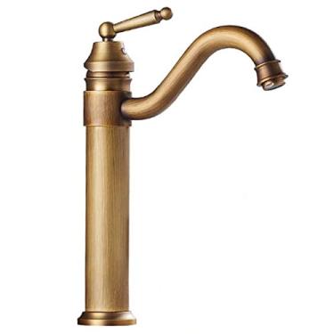 Imagem de LIDON Torneira para pia do banheiro torneira de água quente e fria bronze antigo torneira do banheiro latão furo único retro torneira da pia do banheiro torneira do lavatório preto, preto A (cor: antigo A)