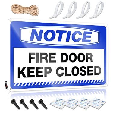 Imagem de Placas engraçadas de casa aviso porta de fogo manter fechado placa de lata placa de lata sinais engraçados aviso sinal de lata (tamanho: 30X40cm)