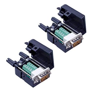 Imagem de Anmbest 2 peças DB9 Solderless RS232 D-SUB Serial para 9 pinos Porta Terminal Macho Adaptador Conector Placa de breakout com caixa Parafusos Longos Tubo Cauda (2 peças Macho)