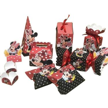 Imagem de Kit Festa Tema Minnie 110 Itens Cor Vermelho/Preto - Lembrancinha e Decoração Personalizados