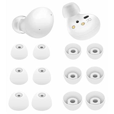 Imagem de 6 pares de fones de ouvido Galaxy Buds 2/Plus Earbuds, P/M/L tamanho misto borracha de silicone erartips asa gel adequado na capa acessórios de pele com caixa de armazenamento compatível com Samsung Galaxy Buds 2 / Plus - branco