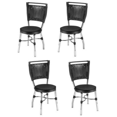 Imagem de Cadeiras Kit 4 Cadeiras Top Cromado Preto - Novabras