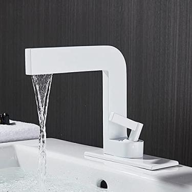 Imagem de Torneiras de lavatório preto fosco Minimalismo Torneira de banheiro de latão Deck Mount Vessel Pia Guindaste Torneira misturadora de água quente fria, branco