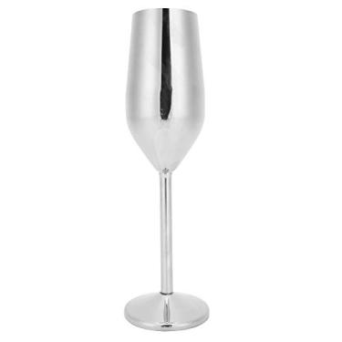 Imagem de Taça de vinho vermelho à prova de estilhaços, 304 taças de vinho em metal de aço inoxidável 304, copos de champanhe reutilizáveis 220 ml para bar/festa/banquete/piquenique (prata)