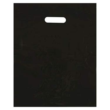 Imagem de Sacos de compras de plástico com alça de recorte de 30 x 38 cm preto 100/cs