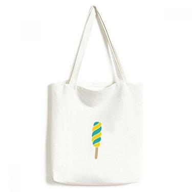 Imagem de Bolsa de lona verde amarela em espiral doce sorvete bolsa de compras casual bolsa