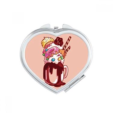 Imagem de Donut Chocolate Biscuit Cup Sorvete Coração Espelho Viagem Ampliação Portátil Bolso Maquiagem Portátil